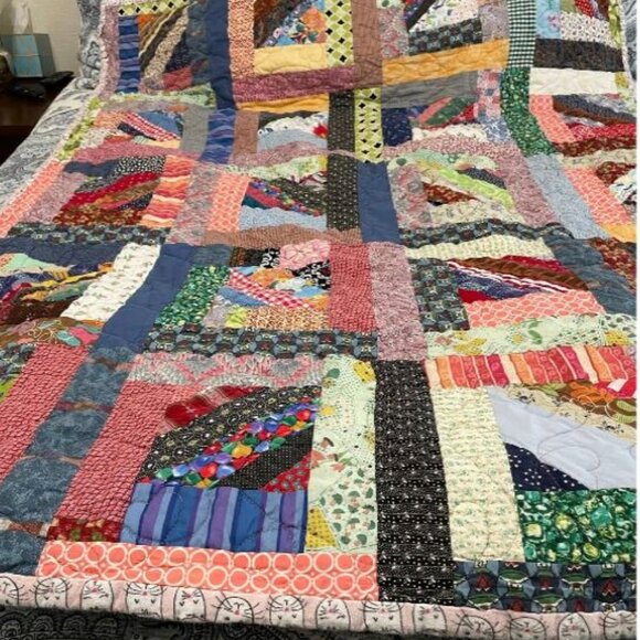 Handmade Cat Themed Crazy Quilt OOAK - Picture 2 of 3